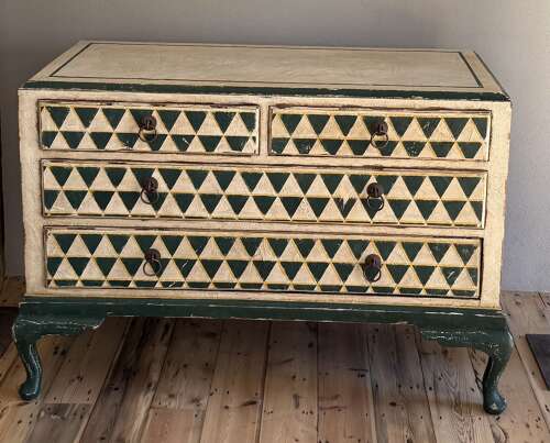 This piece has found its new home, but a similar Green Triangles chest can be created